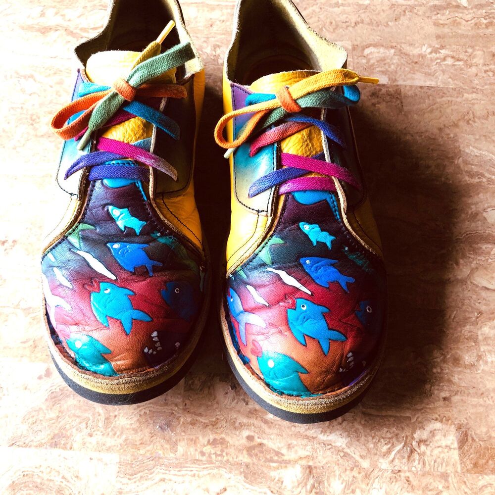 VTG "Those Shoes" SoleTech Hand-Painted Leather Shoes Under The Sea Size 7B & 8